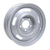 Vision American Muscle 55 Rally Series Silver Wheels 15x4 Wheel, Rally, Steel, Silver, 15 in. x 4 in., 5 x 4.75 in. Bolt Circle, 2.50 in. Backspace, Each thumbnail 1