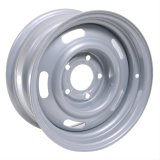 Vision American Muscle 55 Rally Series Silver Wheels 15x7 Wheel, Rally, Steel, Silver, 15 in. x 7 in., 5 x 5 in. Bolt Circle, 4.25 in. Backspace, Each thumbnail 1