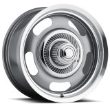 Vision American Muscle 55 Rally Aluminum Gunmetal Wheels with Machined Lip 17x8 Wheel, Rally, Aluminum, Gloss Gray, 17 x 8 in., 4.5 in. Backspace, Each thumbnail 1