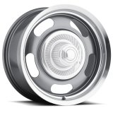 Vision American Muscle 55 Rally Aluminum Gunmetal Wheels with Machined Lip 17x8 Wheel, Rally, Aluminum, Gloss Gray, 17 x 8 in., 4.5 in. Backspace, Each thumbnail 3
