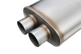 FlowMonster 2-Chamber 409 Stainless Steel 3 Inch Muffler 12599-FM Muffler, 2-Chamber, Staight-Through, Dual 3.00 in. Inlet/Outlet, Oval, 28.00 in. Length, 11.00 in. Wide, 5.00 in. Thick, Stainless, Natural, Each thumbnail 3