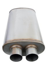 FlowMonster 2-Chamber 409 Stainless Steel 3 Inch Muffler 12599-FM Muffler, 2-Chamber, Staight-Through, Dual 3.00 in. Inlet/Outlet, Oval, 28.00 in. Length, 11.00 in. Wide, 5.00 in. Thick, Stainless, Natural, Each thumbnail 7