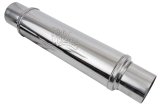 FlowMonster 1-Chamber 409 Stainless Steel 3 Inch Muffler 14419-FM Muffler, 1-Chamber, Staight-Through, 3.00 in. Inlet/Outlet, Round, 20.00 in. Length, 4.00 in. Diameter, Stainless, Polished, Each thumbnail 4