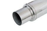 FlowMonster 1-Chamber 409 Stainless Steel 3 Inch Muffler 14419-FM Muffler, 1-Chamber, Staight-Through, 3.00 in. Inlet/Outlet, Round, 20.00 in. Length, 4.00 in. Diameter, Stainless, Polished, Each thumbnail 6
