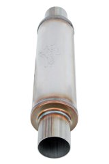 FlowMonster Absorption 409 Stainless Steel 2.5 Inch Muffler 10416-FM Mufflers, Mufflers, Round Case, 2.50 in. Center Inlet/Outlet, Reversible, Steel, Natural, 14.00 in. Case Exterior Length, Each thumbnail 6