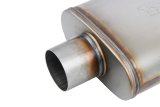 FlowMonster Absorption 409 Stainless Steel 3 Inch Muffler 11219-FM Mufflers, Mufflers, Oval Case, 3.00 in. Center Inlet/Outlet, Reversible, Steel, Natural, 14.00 in. Case Exterior Length, Each thumbnail 4