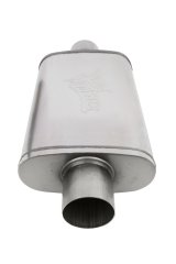 FlowMonster Absorption 409 Stainless Steel 3 Inch Muffler 11219-FM Mufflers, Mufflers, Oval Case, 3.00 in. Center Inlet/Outlet, Reversible, Steel, Natural, 14.00 in. Case Exterior Length, Each thumbnail 8
