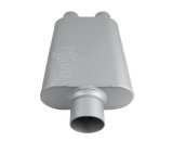 FlowMonster 2-Chamber Steel 2.5 Inch Muffler 425403-FM Muffler, FlowMonster, Aggressive Sound, 2-Chamber, 2.50 in. Dual Inlet, 3.00 in. Single Outlet, Steel, Aluminized, Universal, Each thumbnail 1