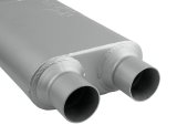 FlowMonster 2-Chamber Steel 2.5 Inch Muffler 425403-FM Muffler, FlowMonster, Aggressive Sound, 2-Chamber, 2.50 in. Dual Inlet, 3.00 in. Single Outlet, Steel, Aluminized, Universal, Each thumbnail 3