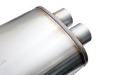 FlowMonster Absorption 409 Stainless Steel 2.5 Inch Muffler 11386-FM Mufflers, Mufflers, Oval Case, 2.50 in. Offset Dual Inlet/Outlet, Reversible, Stainless, Natural, 14.00 in. Case Exterior Length, Each thumbnail 6