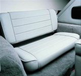 Smittybilt Fold and Tumble Rear Black Vinyl Seat S/B41301 Seat; And Seat; Black; Rear; No Drilling Installation thumbnail 2
