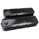 Moroso Valve Covers 68502 Covers, BBC, -12AN Breather and Oil Fill, Fab. Aluminum, Black Anodized thumbnail 1