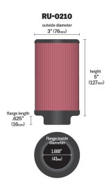 K&N Filter Universal Rubber Filter 1-11/16in FLG / 3in OD / 5in Height thumbnail 7