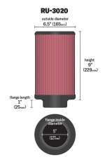 K&N Filter 2 1/4inch 10 Degree Flange 16 1/4inch x 4inch - 4 1/2inch Height thumbnail 1