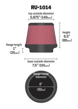 K&N Universal Tapered Filter 6in Flange ID x 7.5in Base OD x 5.875in Top OD x 6.5in Height thumbnail 2