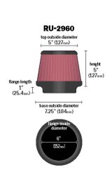 K&N Universal Tapered Filter 6in Flange ID x 7.5in Base OD x 5in Top OD x 5in Height thumbnail 4