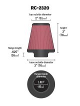 K&N Universal Air Filter 1-13/16in FLG / 3in Bottom / 2in Top / 3in Height thumbnail 1