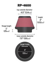 K&N Universal Round Tapered Carbon Fiber Air Filter 6in Flg ID Centered/7.5in B OD/4.5in T OD/4in H thumbnail 5