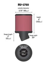 K&N Filter Universal Rubber Round Straight Filter 20 Deg Angled 2-7/16in Flange 3-3/4in OD 4in H thumbnail 4
