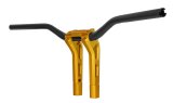 Performance Machine Phatbar H-Bar Assy, 9in Riser, 1-1/4in Bar, Int Wire, Gauge Mount - Gold Ops thumbnail 1