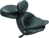 Mustang 04-09 Honda VTX1300C Wide Touring 2PC Seat w/Driver Backrest Studs - Black thumbnail 1