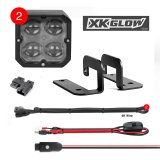 XK Glow XKchrome 20w LED Cube Light w/ RGB Accent Light Kit w/ Controller- Fog Beam 2pc thumbnail 2