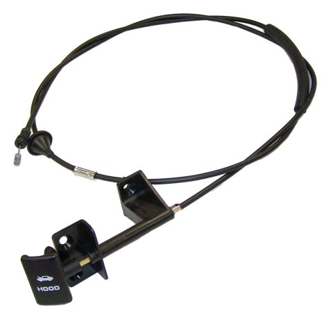 Crown Automotive Hood Release Cables 55235483AD Cable, Steel, Plastic Handle, Black, Jeep, Each
