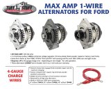 Tuff Stuff Performance MAX AMP Output Alternators 8441C6G1W Alternator, Internal Regulator, 225 Amp, One Wire, Serpentine Pulley, Chrome, Ford, Each thumbnail 3