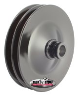 Tuff Stuff Performance Power Steering Pump Pulleys 8486B Pulley, Saginaw, V-belt Style, 2-groove, Steel, Black Powdercoated, 5.80 in. O.D., Chevy, Press Fit, Each thumbnail 1