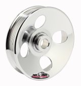 Tuff Stuff Performance Power Steering Pump Pulleys 8487A Pulley, Serpentine, 6-groove, Steel, Chrome, 5 in. O.D., GM Type 2, Press Fit, Each thumbnail 1