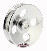Tuff Stuff Performance Power Steering Pump Pulleys 8487A Pulley, Serpentine, 6-groove, Steel, Chrome, 5 in. O.D., GM Type 2, Press Fit, Each thumbnail 2