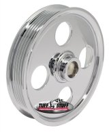 Tuff Stuff Performance Power Steering Pump Pulleys 8489A Pulley, Type II Pulley, 19mm (.748 in.) Press on Shaft, 6 Groove, LS Applications, Chrome, Each thumbnail 2