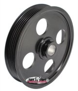 Tuff Stuff Performance Power Steering Pump Pulleys 8489B Pulley, Type II Pulley, 19mm (0.748 in.) Press on Shaft, 6 Groove, LS Applications, Black, Each thumbnail 2