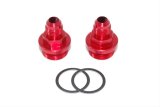 AED Fuel Bowl Fittings 6090 Fitting, Carburetor Inlet, 7/8-20 in. to -6 AN Threads, Aluminum, Red, Pair thumbnail 1