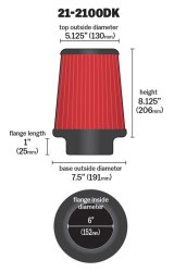 AEM 6 in DRY Flow Short Neck 9 in Element Filter thumbnail 5
