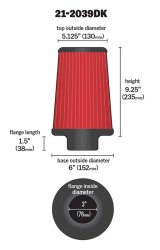 AEM 3 in x 9 in Dryflow Air Filter thumbnail 5