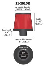 AEM 2.50 in Short Neck 5 in Element Filter thumbnail 6