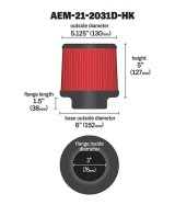 AEM Dryflow 3in. X 5in. Round Tapered Air Filter thumbnail 4