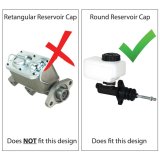 AGM Products Universal Brake Reservoir Caps AGM-BPB-CUNV Master Cylinder Covers, Universal, Single Bail Style, Aluminum, Black Finish, Round Cap Adapter, with Air Fitting, Grommet Adapters, Each thumbnail 3