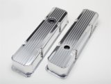 Hamburger's Performance Fabricated Aluminum Valve Covers 1111 Covers, Tall, Finned, Fabricated, Aluminum, Polished, Chevy, Small Block, Pair thumbnail 1