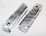 Hamburger's Performance Fabricated Aluminum Valve Covers 1119 Covers, Tall, Finned, Fabricated, Aluminum, Polished, Ford, Small Block, Pair thumbnail 2
