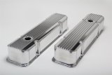 Hamburger's Performance Fabricated Aluminum Valve Covers 1129 Covers, Tall, Finned, Fabricated, Aluminum, Polished, Pontiac V8, Pair thumbnail 1