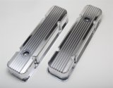 Hamburger's Performance Fabricated Aluminum Valve Covers 1129 Covers, Tall, Finned, Fabricated, Aluminum, Polished, Pontiac V8, Pair thumbnail 2