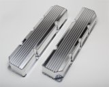 Hamburger's Performance Fabricated Aluminum Valve Covers 1130 Covers, Tall, Finned, Fabricated, Aluminum, Polished, AMC V8, Pair thumbnail 2