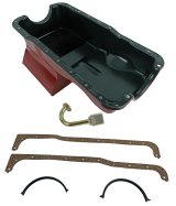 Hamburger's Performance Street Oil Pans 1172 Pans, Performance, Front Wet Sump, 7.00 qt. Capacity, Steel, Red, Baffled, 9.00 in. Depth, Ford, 4.3L, 4.7L, 5.0L, Kit thumbnail 1