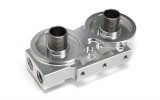 Hamburger's Performance Remote Oil Filter Mounts 3311 Mount, Remote, Dual Filter, 1 1/2-12 in., Billet Aluminum, Clear Anodized, Each thumbnail 2
