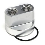 Hamburger's Performance Oil Filter Bypass Adapters 3324 Adapter, Aluminum, Clear, Anodized, Buick, Chevy, Pontiac, V-8, 3/16-16 Threads, Each thumbnail 2