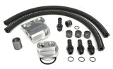Hamburger's Performance Billet Aluminum Remote Oil Filter Relocation Kits 3358 Kit, Remote, 1 in.-16 Thread Size, Aluminum, Natural, 30.00 in. Hose Length, Fittings, Chevrolet, Dodge, Ford, GMC, Ram, Kit thumbnail 1