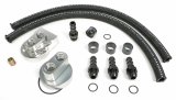 Hamburger's Performance Billet Aluminum Remote Oil Filter Relocation Kits 3364 Kit, Remote, Aluminum, Natural, 13/16 in.-16 Thread, 30.00 in. Hose Length, Buick, Chevy, GMC, Hummer, Olds, Pontiac, Kit thumbnail 1
