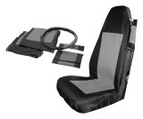 RT Off-Road Seat Covers for 1987-2002 WRANGLER - SC10021 Covers, Front, Highback Bucket Style, Polycanvas, Black/Gray, Steering Wheel Cover, Jeep, Set thumbnail 1